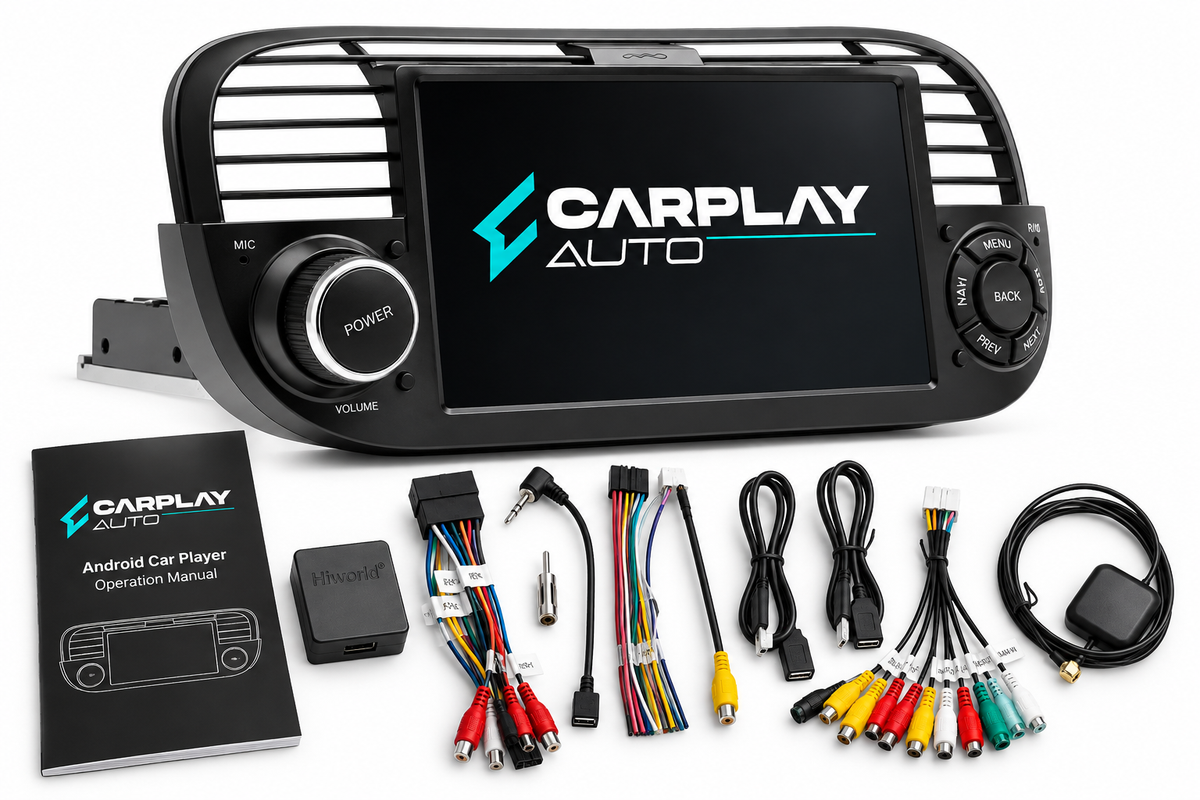 Écran CarPlay et Android Auto sans fil pour Fiat 500 (2009–2015)