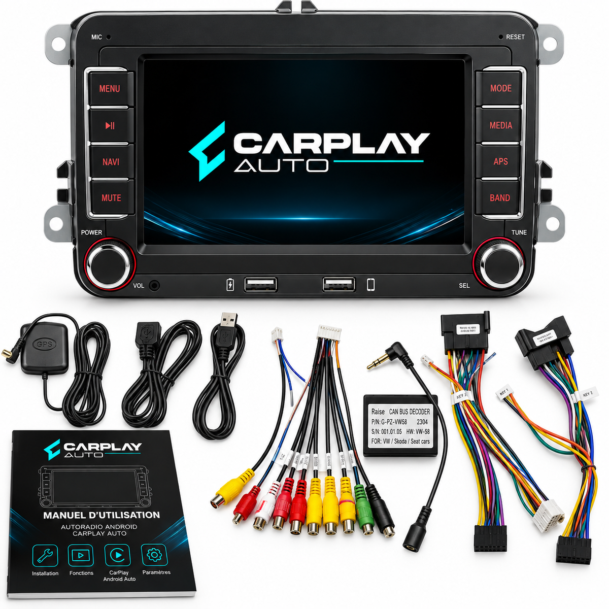 VW Polo 5 (2010–2016) – Écran CarPlay & Android Auto sans fils
