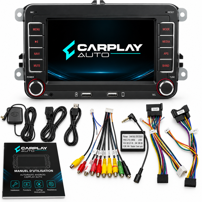 VW Polo 5 (2010–2016) – Écran CarPlay & Android Auto sans fils